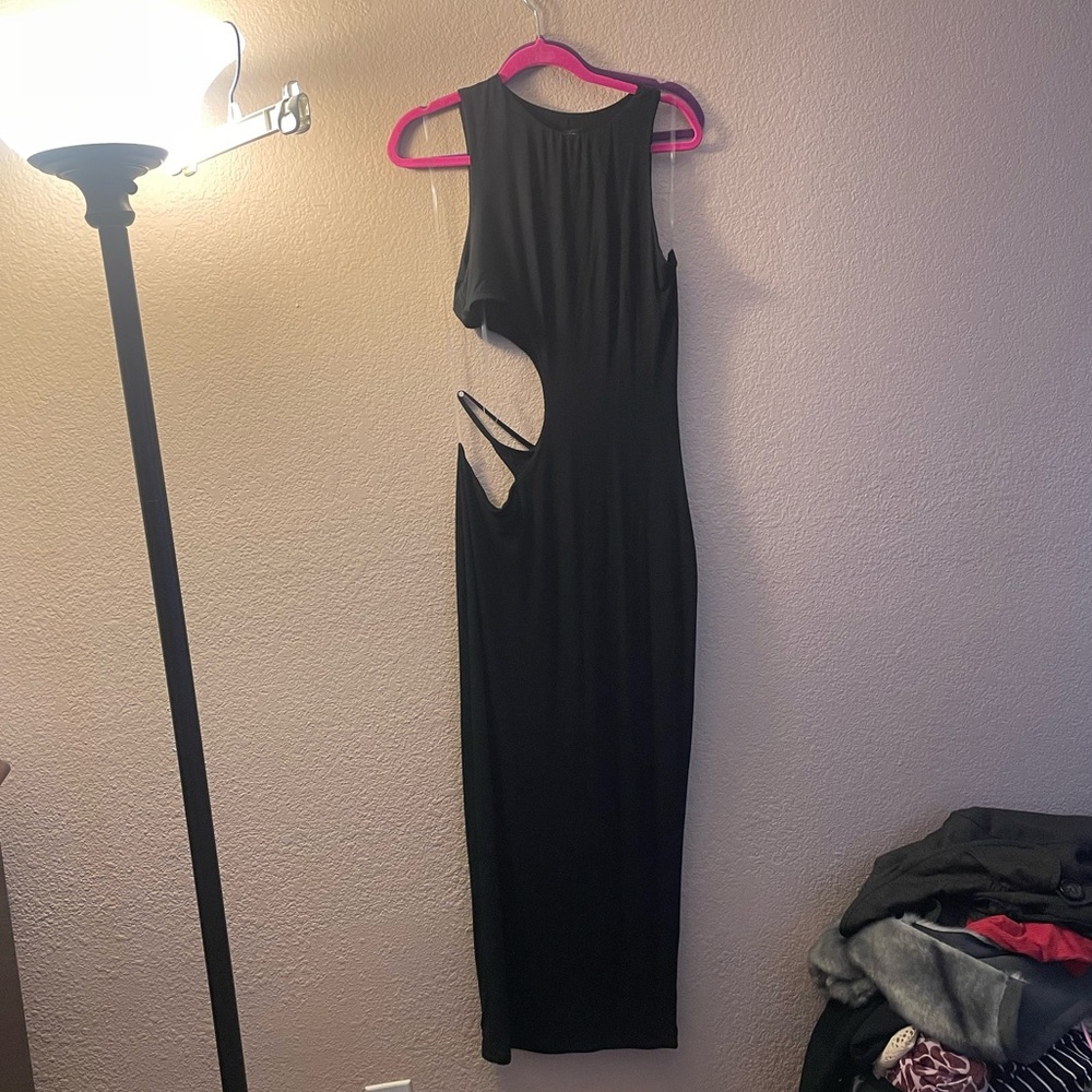 Full Length Solid Cutout Bodycon Dress - image 1